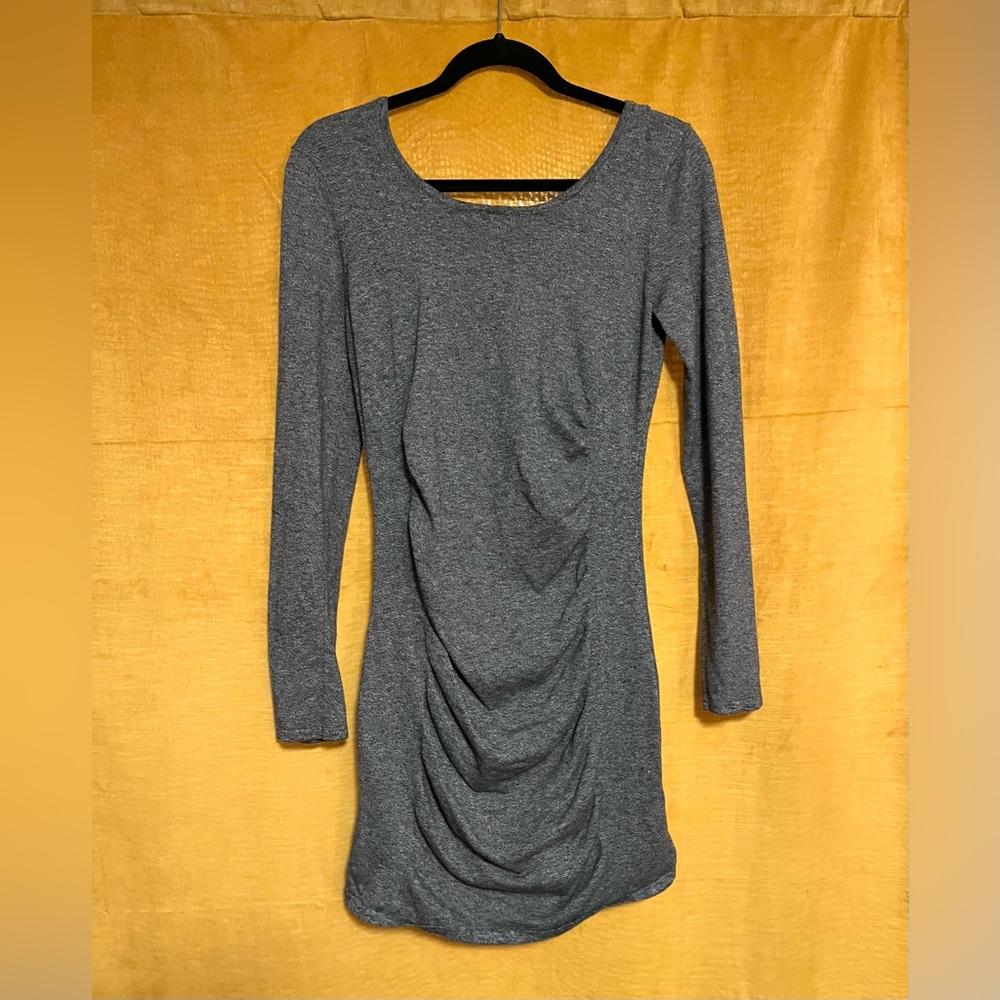 Express Rouched Marble Grey Bodycon Sweater Dress (L) - Picture 2 of 3